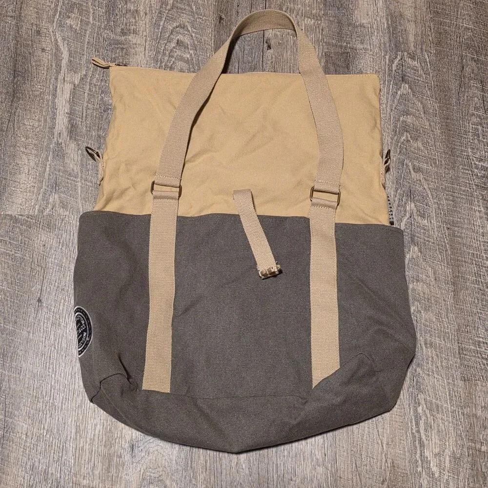 Scan Writer Green Tan Tote Carry Bag Vintage Cotton Field Co Collection 19X6X5